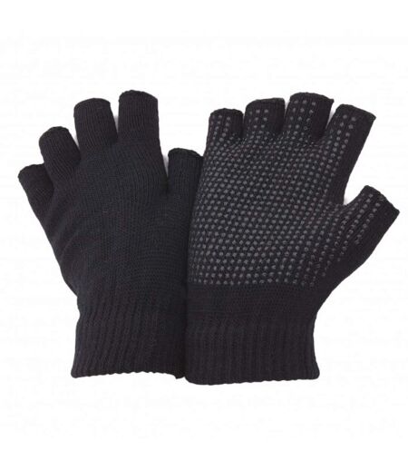FLOSO Unisex Fingerless Magic Gloves with Grip (Black)