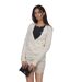 Gilet Chic Femme à  Manches Longues - Blanc épuré en V, Idéal pour un Look Classique et Confortable-1