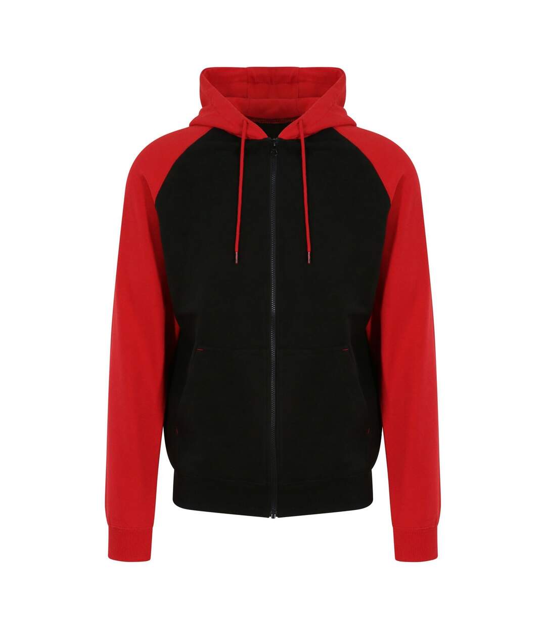 Veste zippée à capuche baseball homme - JH063 - noir et rouge-2