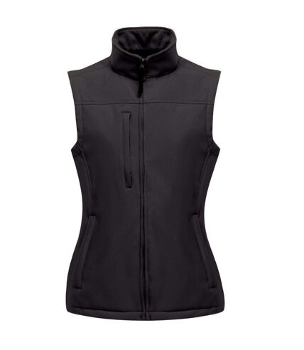 Regatta Womens/Ladies Flux Softshell Bodywarmer / Sleeveless Jacket (Water Repellent & Wind Resistant) (All Black) - UTRG1625
