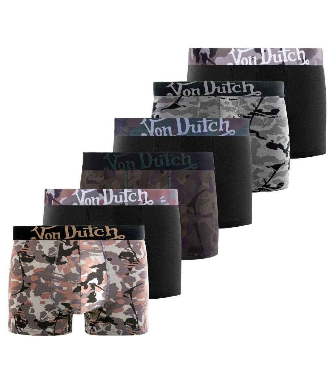 Lot de 6 boxers homme en coton ceinture subli Duo Camo Vondutch-1