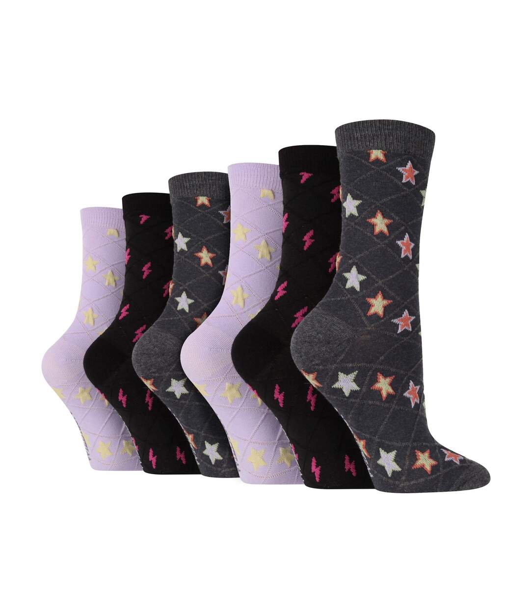 6 Pairs Ladies Multipack of Novelty Design Knitted Boot Socks | Autumn Socks-1