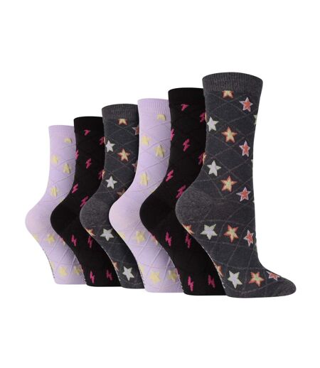 6 Pairs Ladies Multipack of Novelty Design Knitted Boot Socks | Autumn Socks