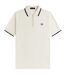 Mens Zip Neck Polo Shirt Ecru Fred Perry-2