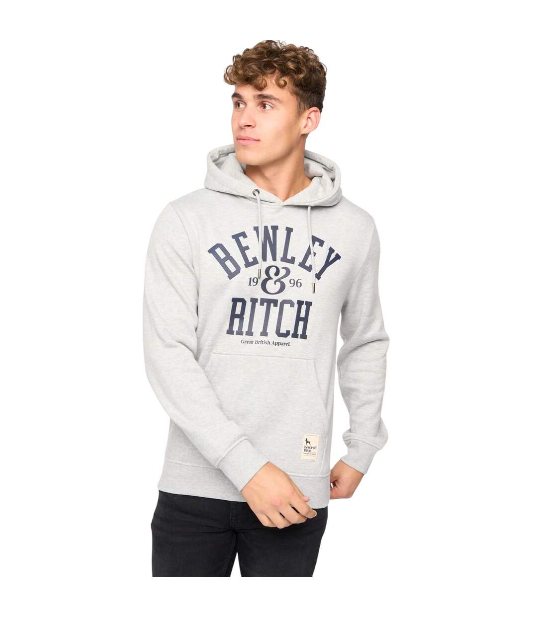 Sweat à capuche nuford homme gris clair chiné Bewley & Ritch