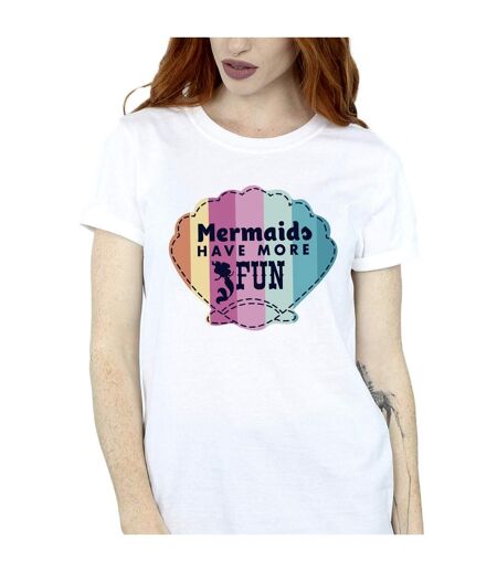 Disney Femme/Les femmes The Little Mermaid - T-shirt boyfriend en coton amusant (Blanc) - UTBI31050