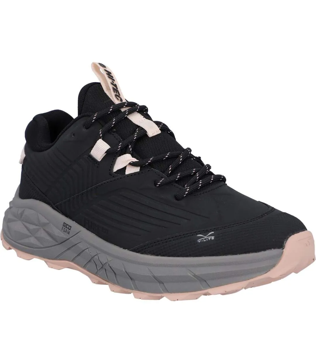 Womens/ladies Fuse Trek Walking Shoes Black Steeple Grey Cameo Rose Hi-Tec-1