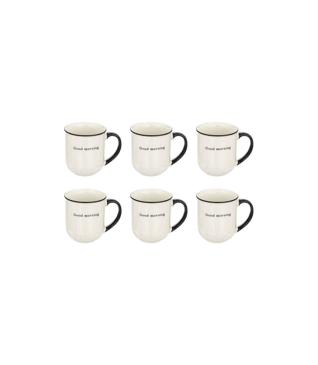 Lot de 6 Mugs Alix 38cl Blanc & Noir-1