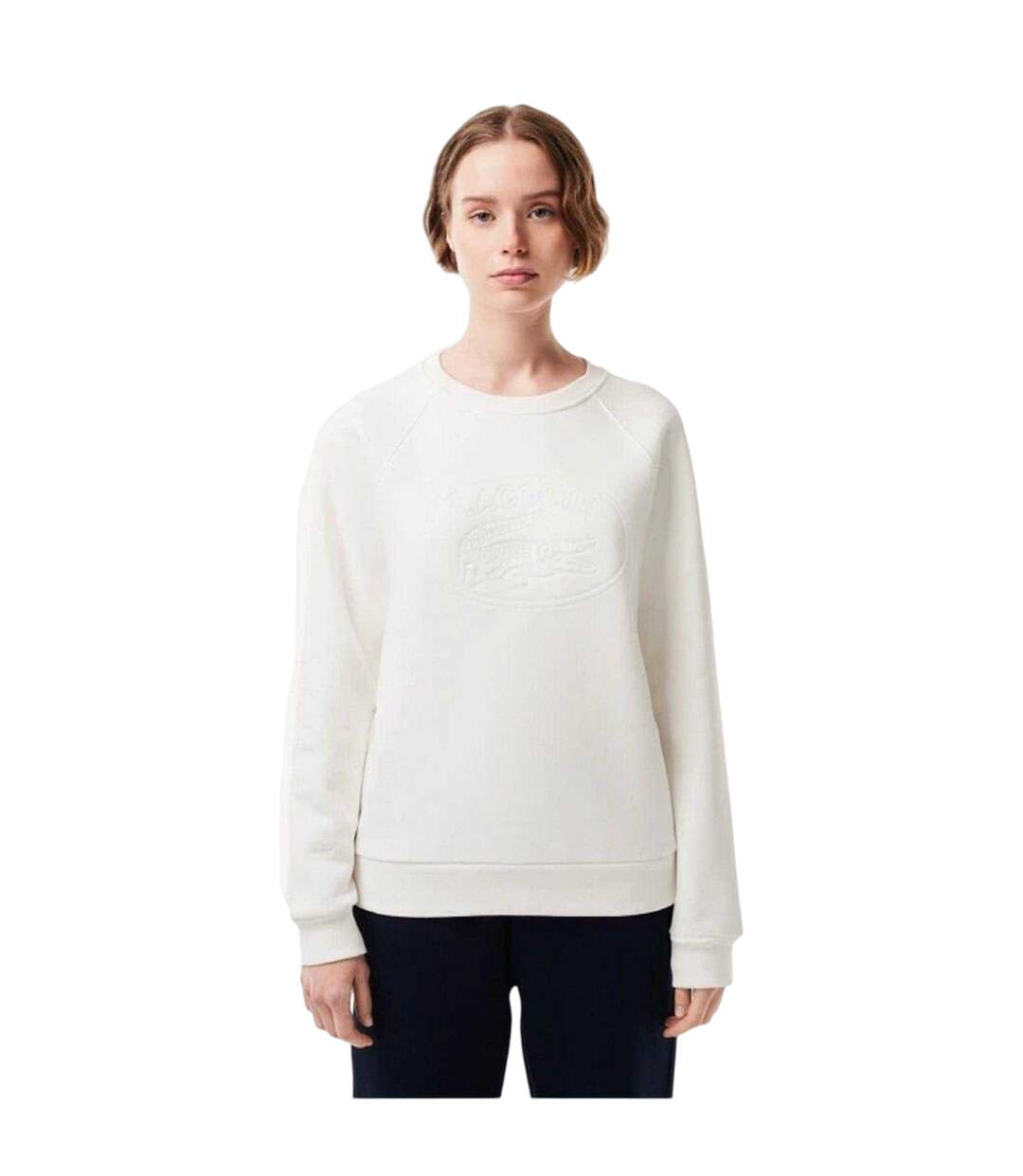 Womens/ladies Embroidered Logo Relaxed Fit Sweatshirt White Lacoste-1