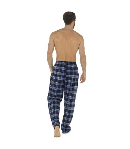 Mens checked lounge pants navy Foxbury