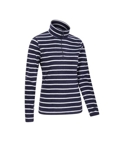 Womens/ladies camber striped half zip fleece top navy Mountain Warehouse