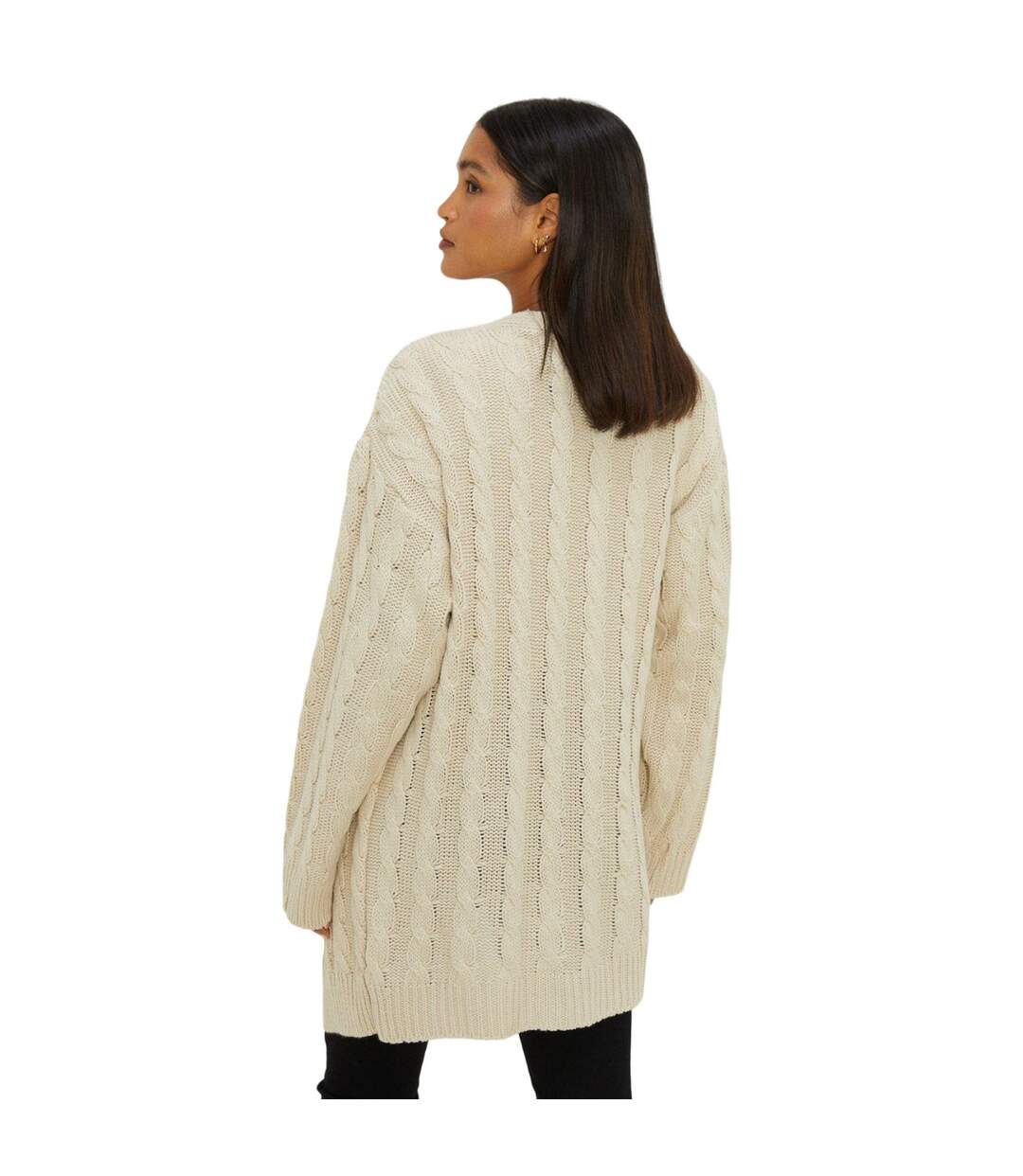 Womens/ladies cable chunky knit longline cardigan cream Dorothy Perkins