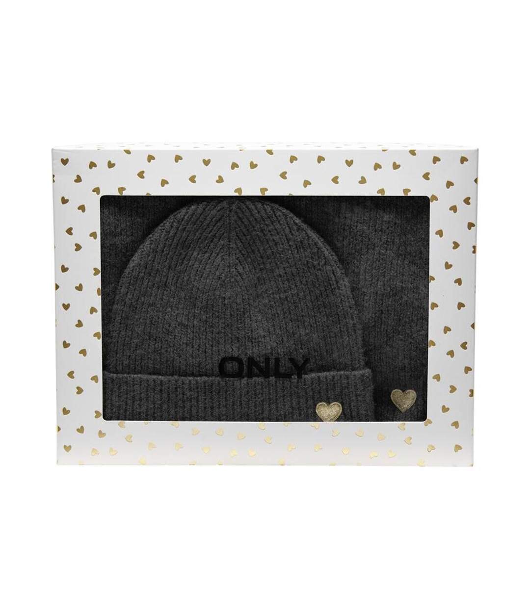 Bonnet + echarpe gris foncé  femme only onlavery life scarf and beanie set - taille unique-2