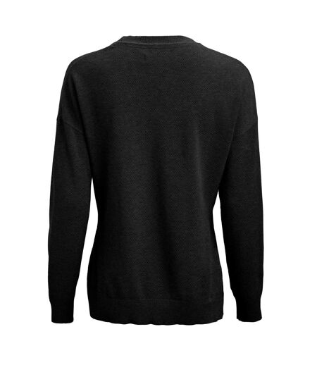 Womens/ladies Ashland Knitted Casual Sweatshirt Black James Harvest