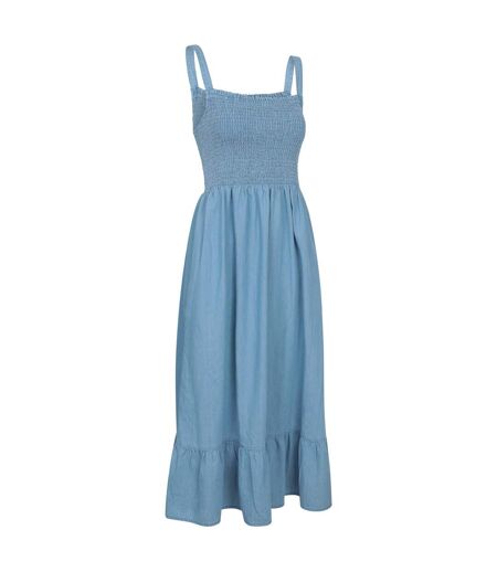 Womens/ladies marbella strappy shirred midi dress pale blue Mountain Warehouse