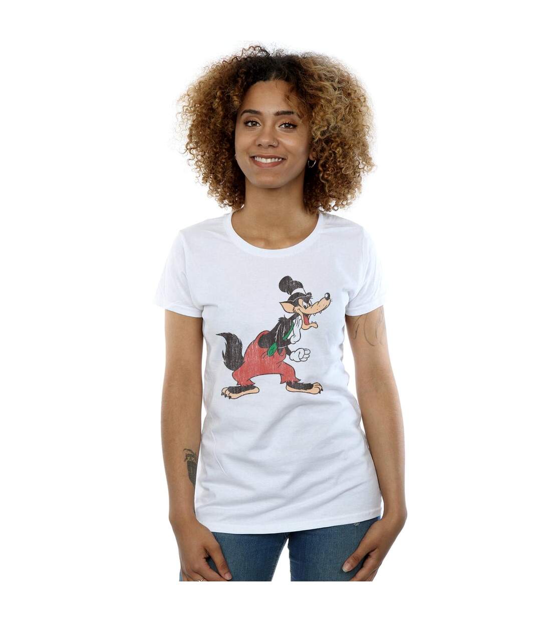 Disney T-shirt en coton Femmes/Les Trois Petits Cochons Grand Méchant Loup (Blanc) - UTBI15916-2