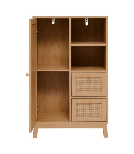 Meuble de rangement en rotin 2 tiroirs et 1 porte CANE - Marron