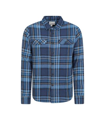 Mens trace flannel long-sleeved shirt dark blue Mountain Warehouse