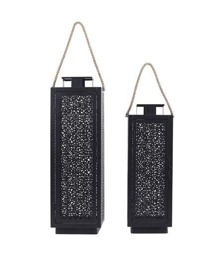Lot de 2 Lanternes Déco Ajouré 59cm Noir