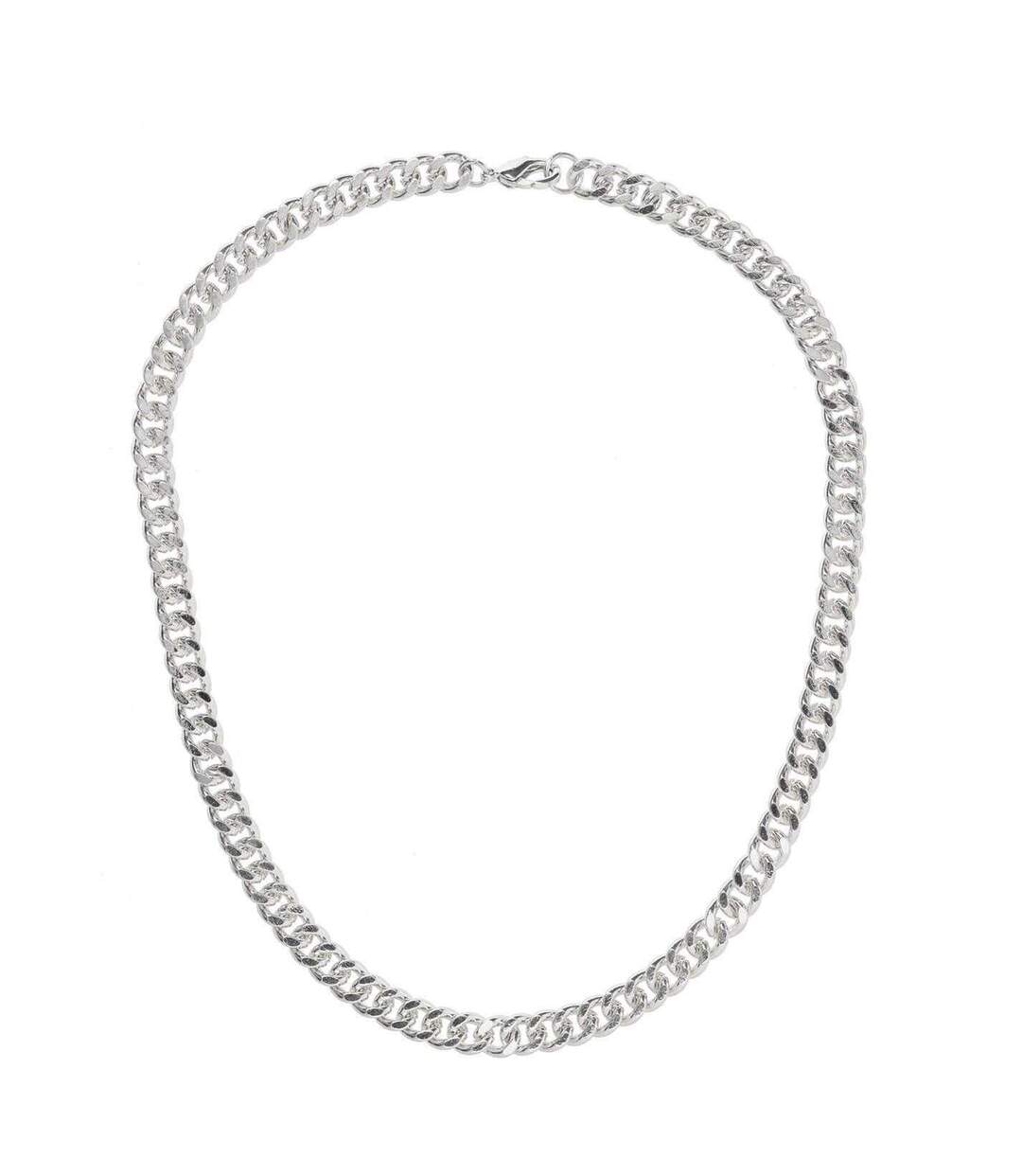 Metal Curb Chain Necklace One Size Silver Fabric-1