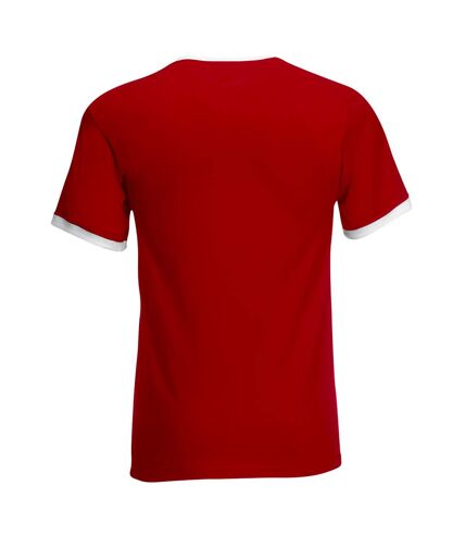 Fruit Of The Loom Mens Ringer Short Sleeve T-Shirt (Red/White) - UTBC342
