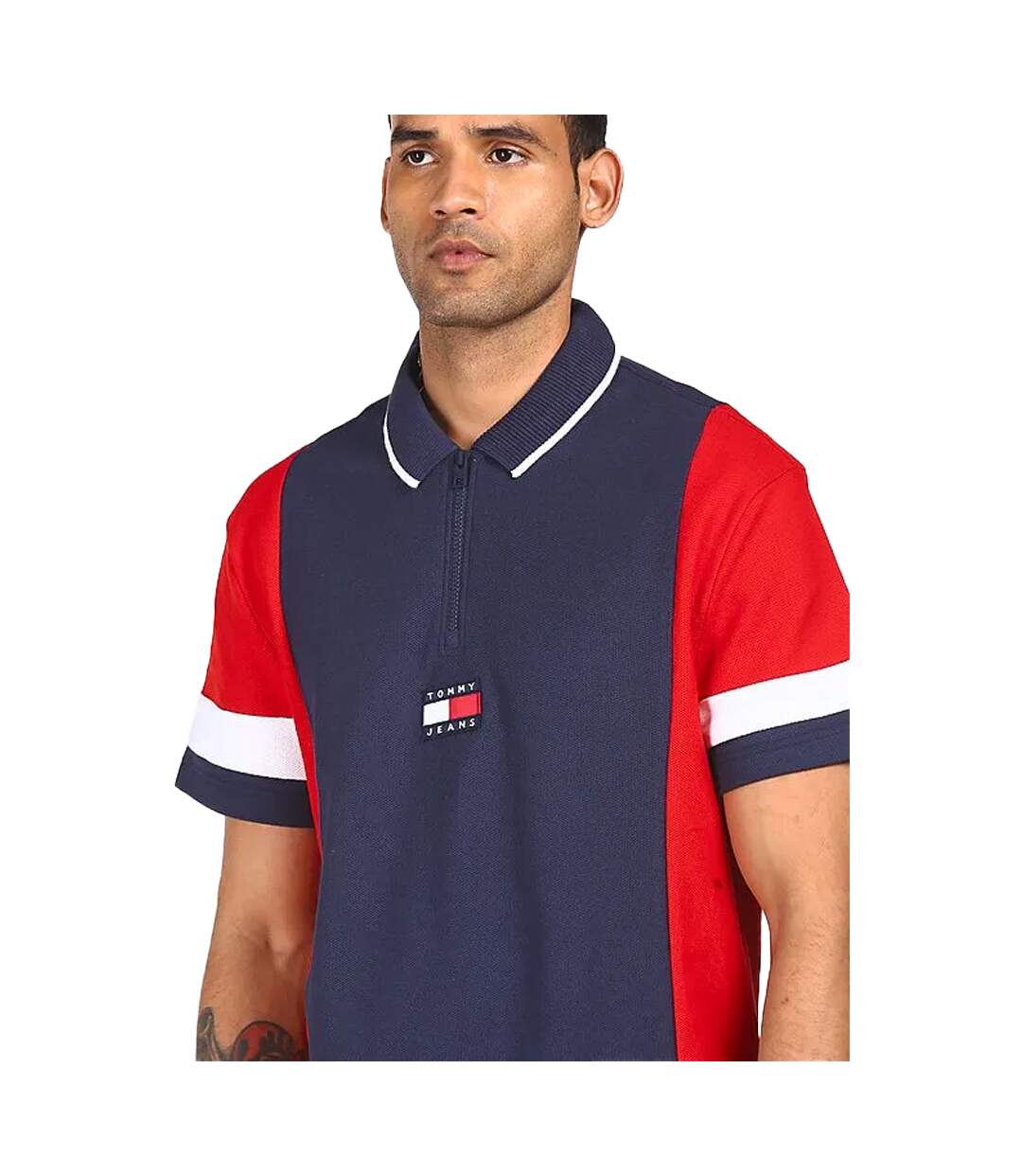 Polo Motif/style Blocs De Couleurs Homme Bleu Marine Rouge Blanc Tommy Hilfiger-4