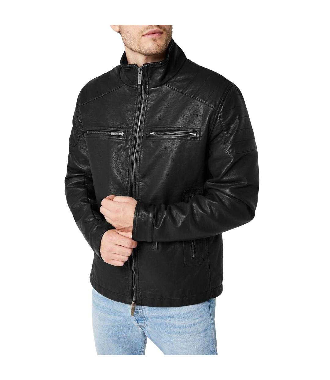 Veste Motard Homme Noir Firetrap-4