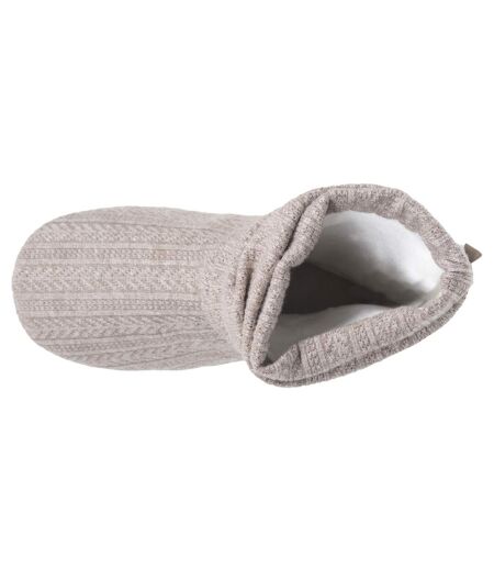 Isotoner Chaussons Bottillons femme tricot et nœud satin
