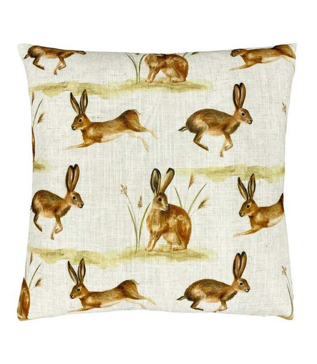 Country hare cushion cover one size cream/brown Evans Lichfield