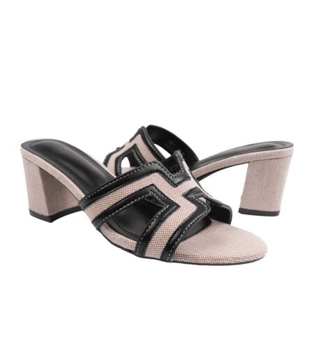 Womens/ladies drama cut out pu wide block heel sandals black Where´s That From