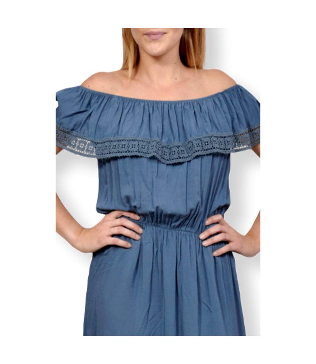 Robe femme - Sans manche - Couleur bleu - Longueur genoux