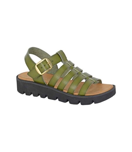 Womens/ladies Azia T-bar Sandals Green Cipriata