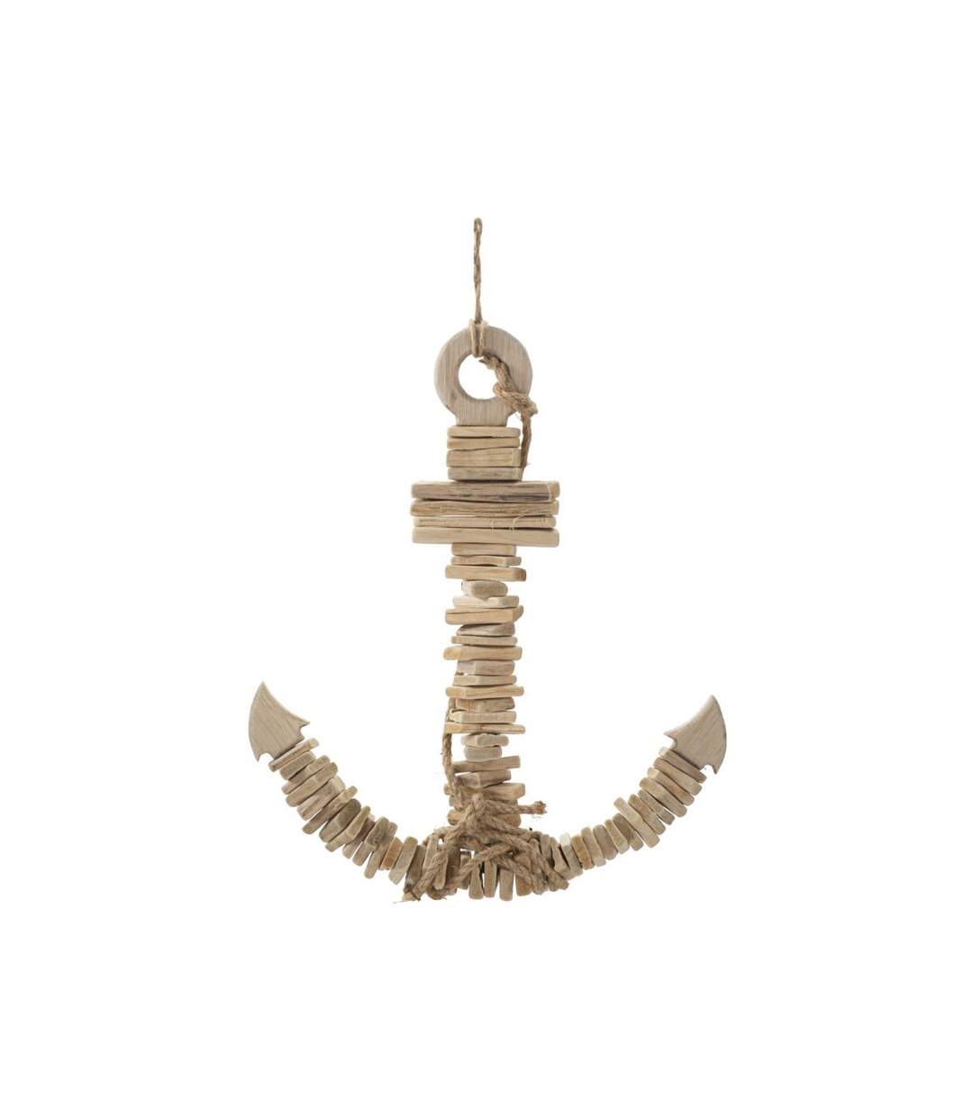 Décoration Murale en Bois à Suspendre Ancre 46cm Naturel-1
