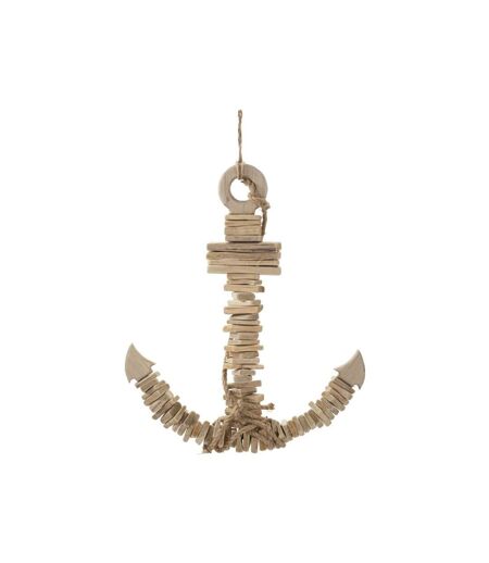 Décoration Murale en Bois à Suspendre Ancre 46cm Naturel