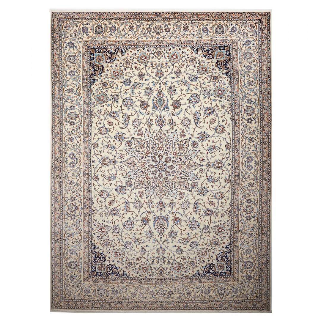 Authentique tapis d'Orient noué main en laine et soie NAIN-2