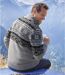 Men's Grey Sherpa-Lined Knitted Jacket  