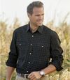 Men's Printed Black Poplin Shirt - Long Sleeves Atlas For Men
