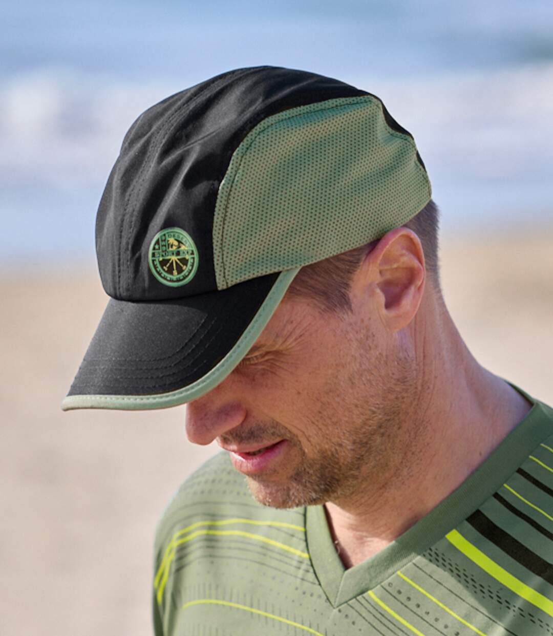 Pack of 2 Men's Summer Caps - Khaki Black-2