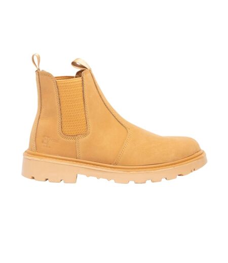 Mens Grinder Safety Twin Gusset Leather Dealer Boots Honey Nubuck Grafters