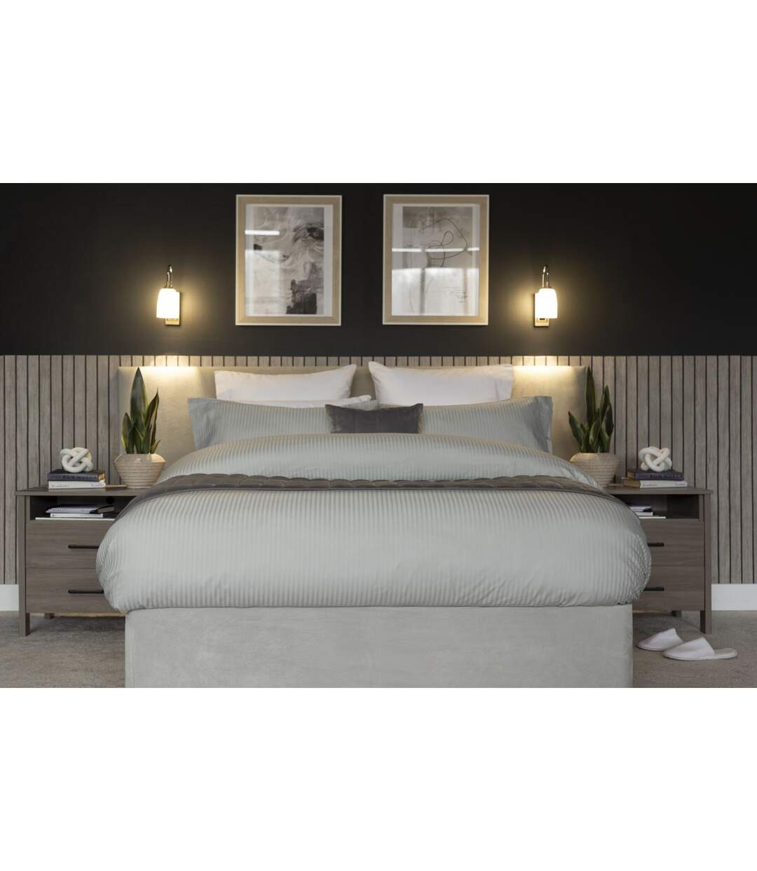 Hotel soho pinstripe duvet cover set platinum Belledorm-1