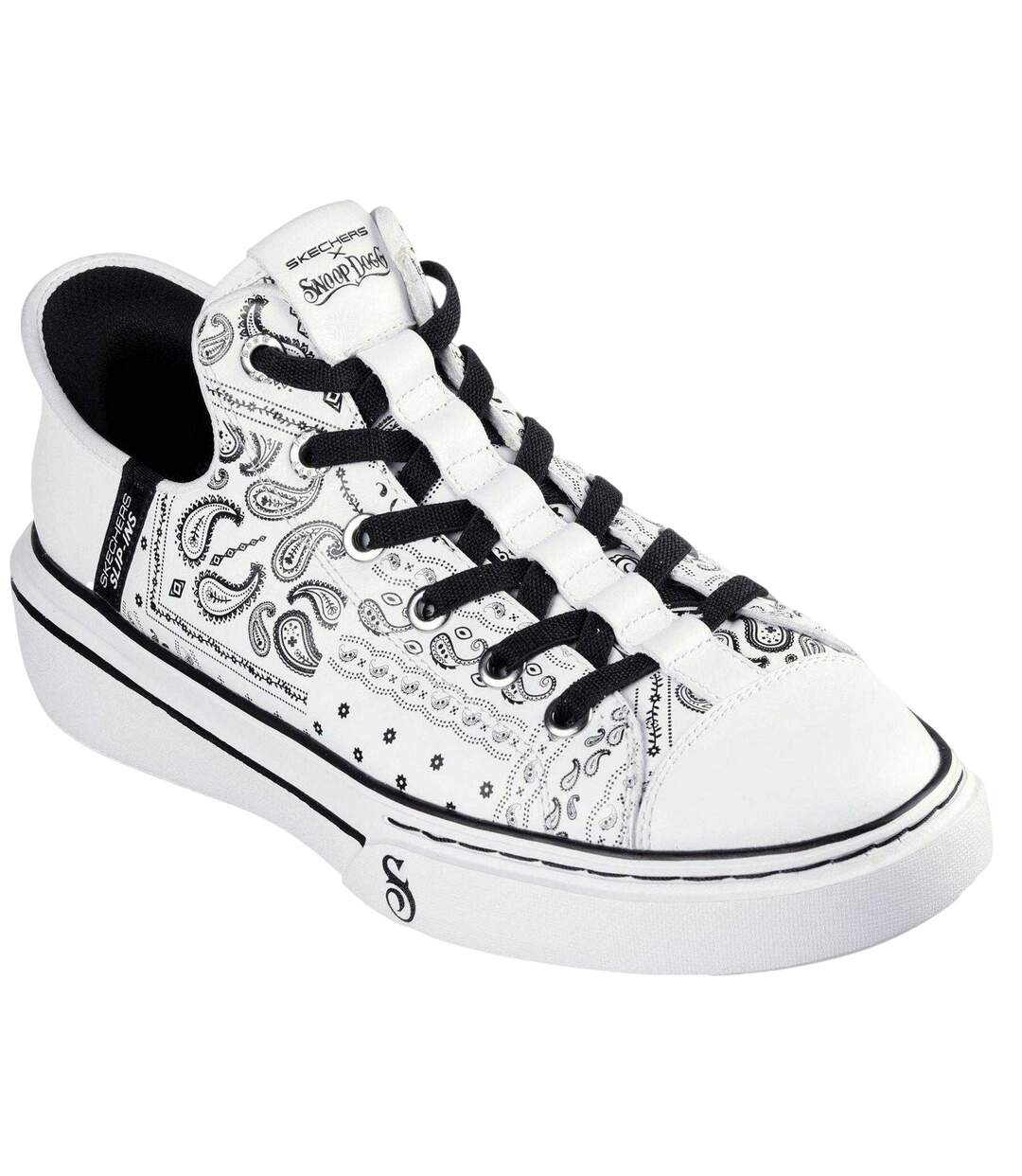 Mens Snoop Dogg Bandana Print Trainers White Black Skechers-1