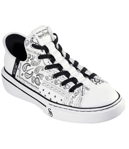 Mens Snoop Dogg Bandana Print Trainers White Black Skechers