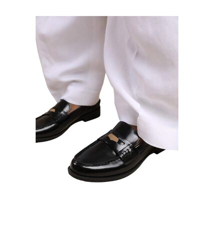 Womens/ladies denver pu slip-on wide loafers black Where´s That From