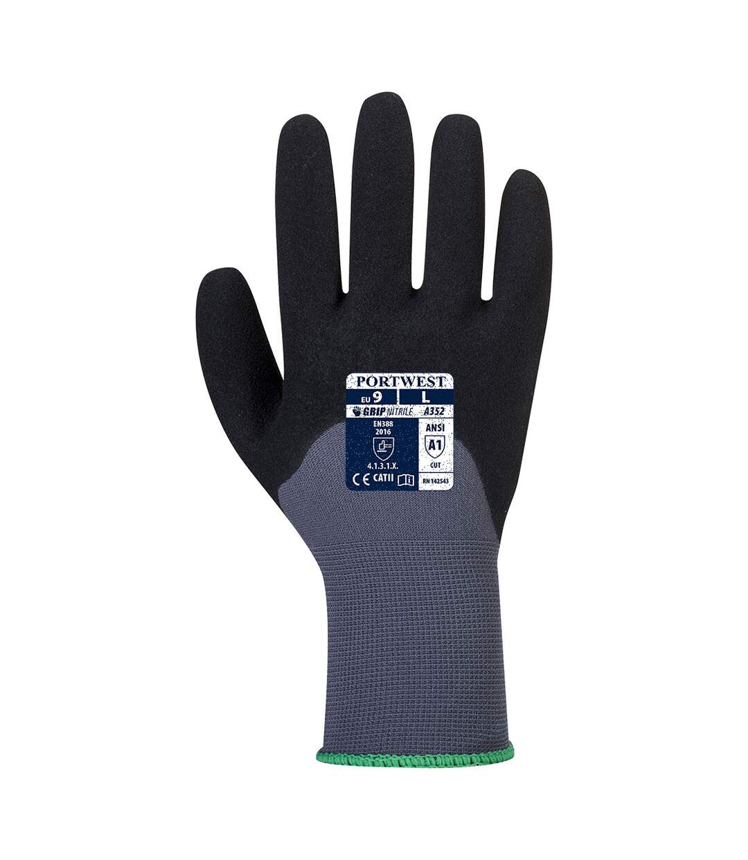 Unisex adult a352 dermiflex ultra grip gloves xxl grey/black Portwest-2