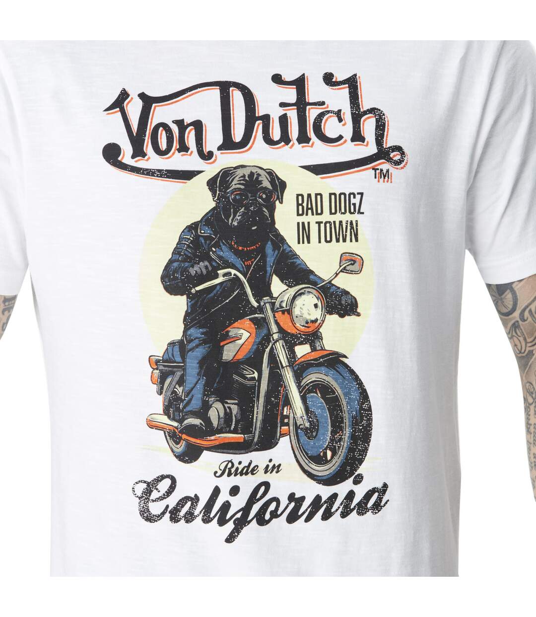 T-shirt homme col rond coton slub avec Logo Dogz Vondutch-2