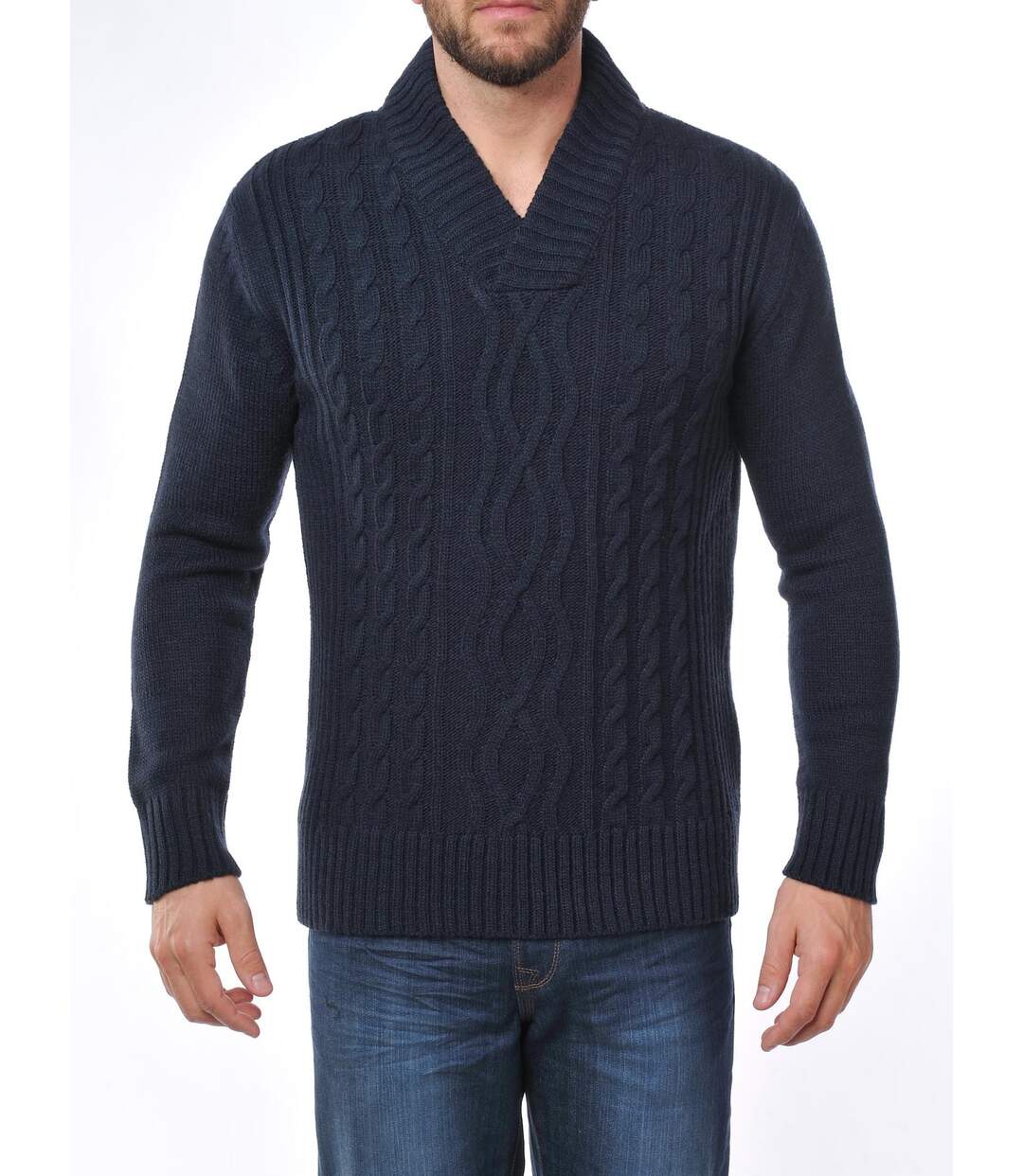 Pull col croisé 30% laine PILOT2 - MD-1