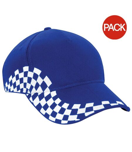 Lot de 2  casquettes à carreaux adulte bleu roi vif Beechfield