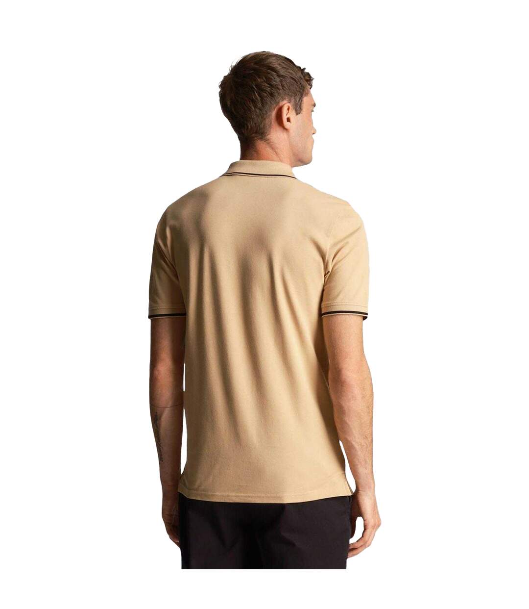 Polo Motif Rayure Contrastée Sur Bord Homme Beige Lyle & Scott-3