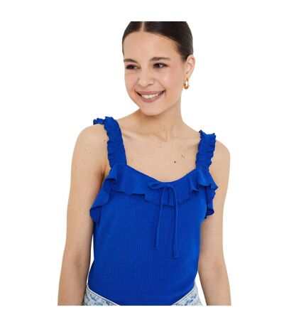 Womens/ladies frilled front tie tank top cobalt Dorothy Perkins