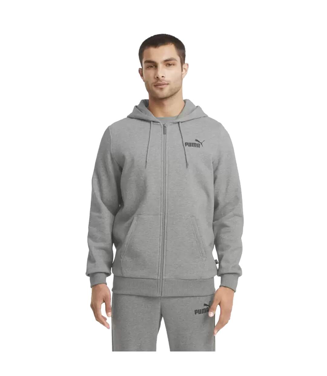 Sweat à capuche ess homme gris chiné Puma-3